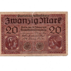 Banconota tedesca del 1918, Vintage Reichsbanknote, Numismatica