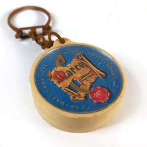 Vintage French cheese Camembert Marco advertising keychain from the 60&#39;s