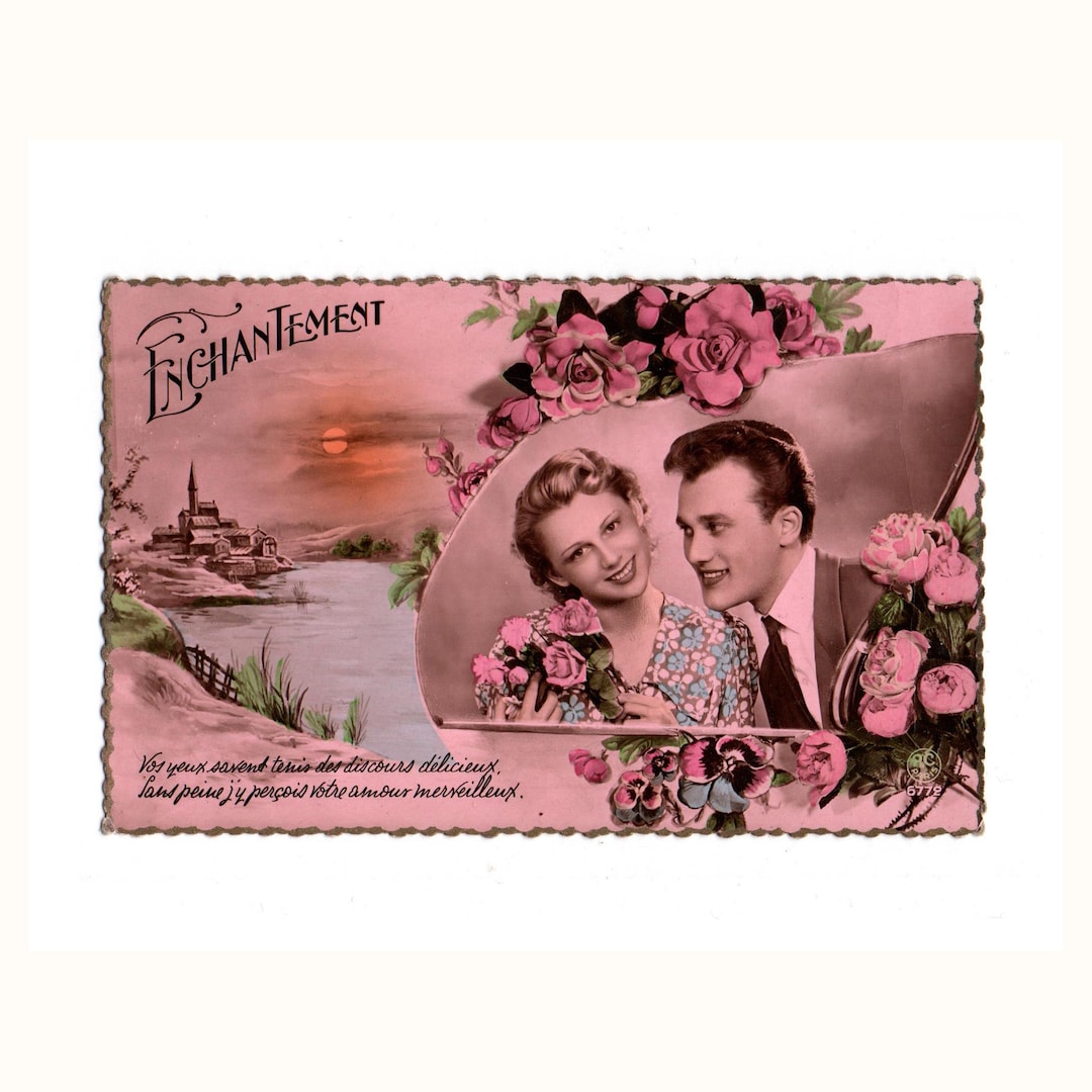 Vintage French Colorized Romantic Postcard From the 1950s - Etsy