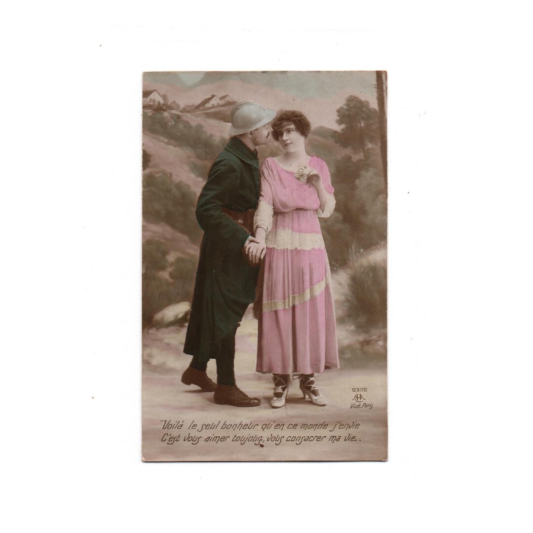 Vintage French WW1 Colorized Postcard, Collectible 14-18 Military ...