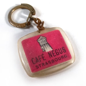Vintage französischer Café Negus Werbe Schlüsselanhänger aus den 60er Jahren