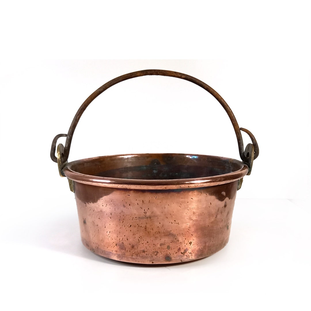 ANCIEN PETIT CHAUDRON CUIVRE ANSE FER Forgé SORTI De GRANGE DECO Cheminee D Imgx500 9271