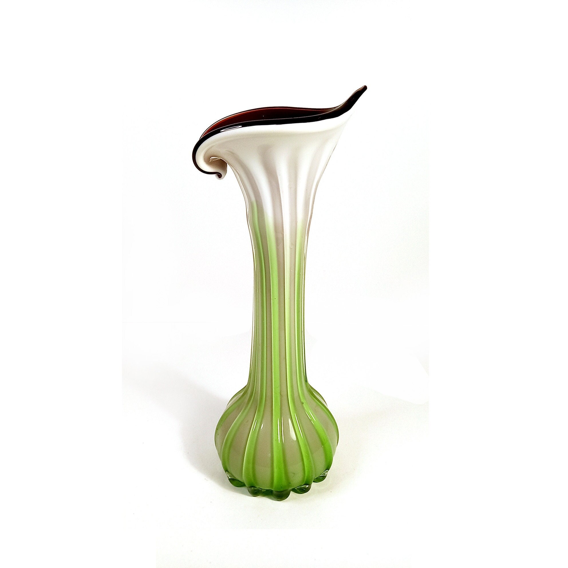 Vase Art Déco Orchidée en Verre Soufflé