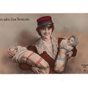 Vintage Franse WW1 1915 ingekleurde ansichtkaart, collectible 14-18 militair patriottische ansichtkaart