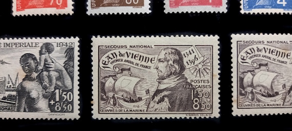 1942年から1945年までのフランス共和国のヴィンテージ切手24枚 - Etsy 日本