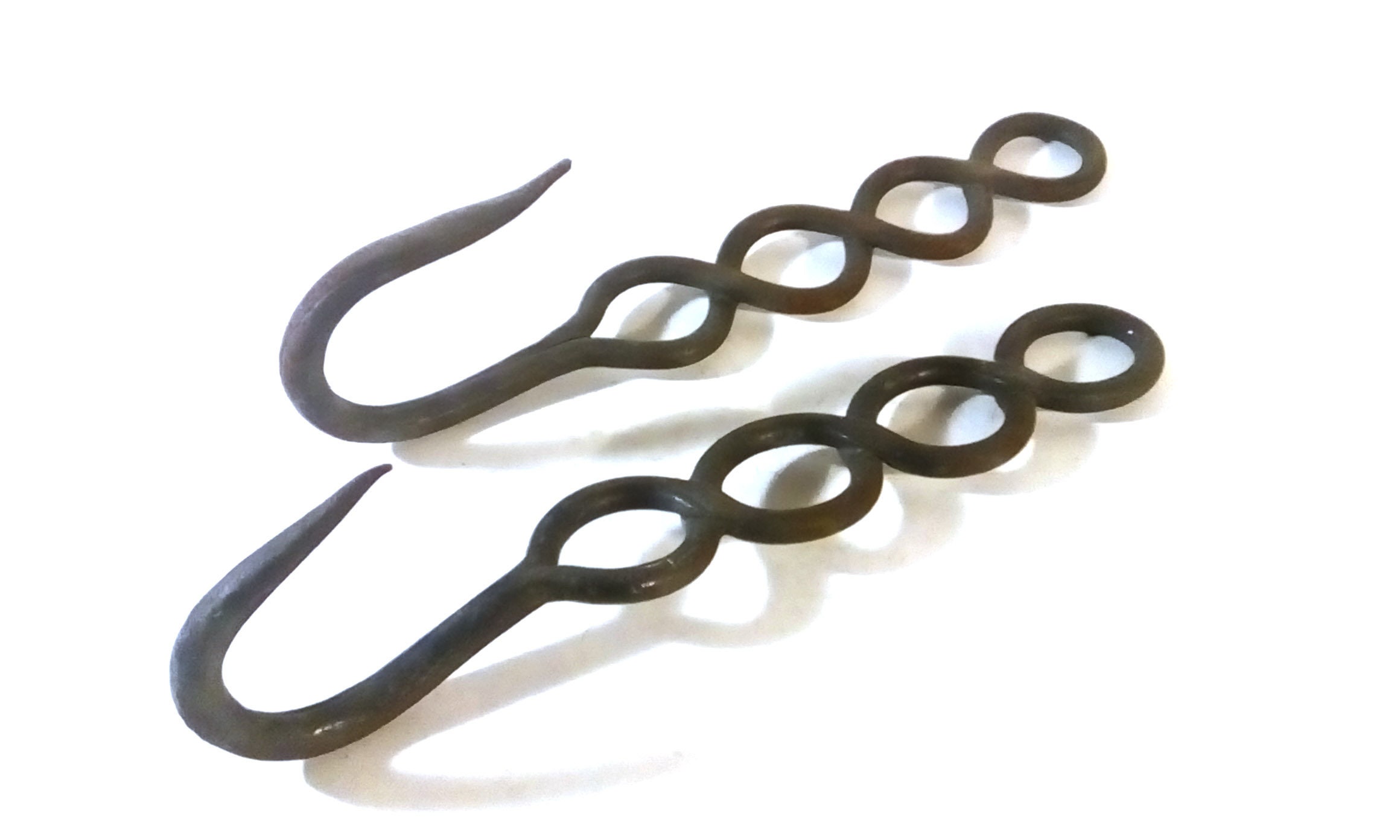 Paire de Crochets Boucher Ancien en Fer Forgé 19È Siècle