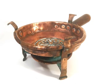 Antique 18th Century Red Copper and Brass Plate Warmer