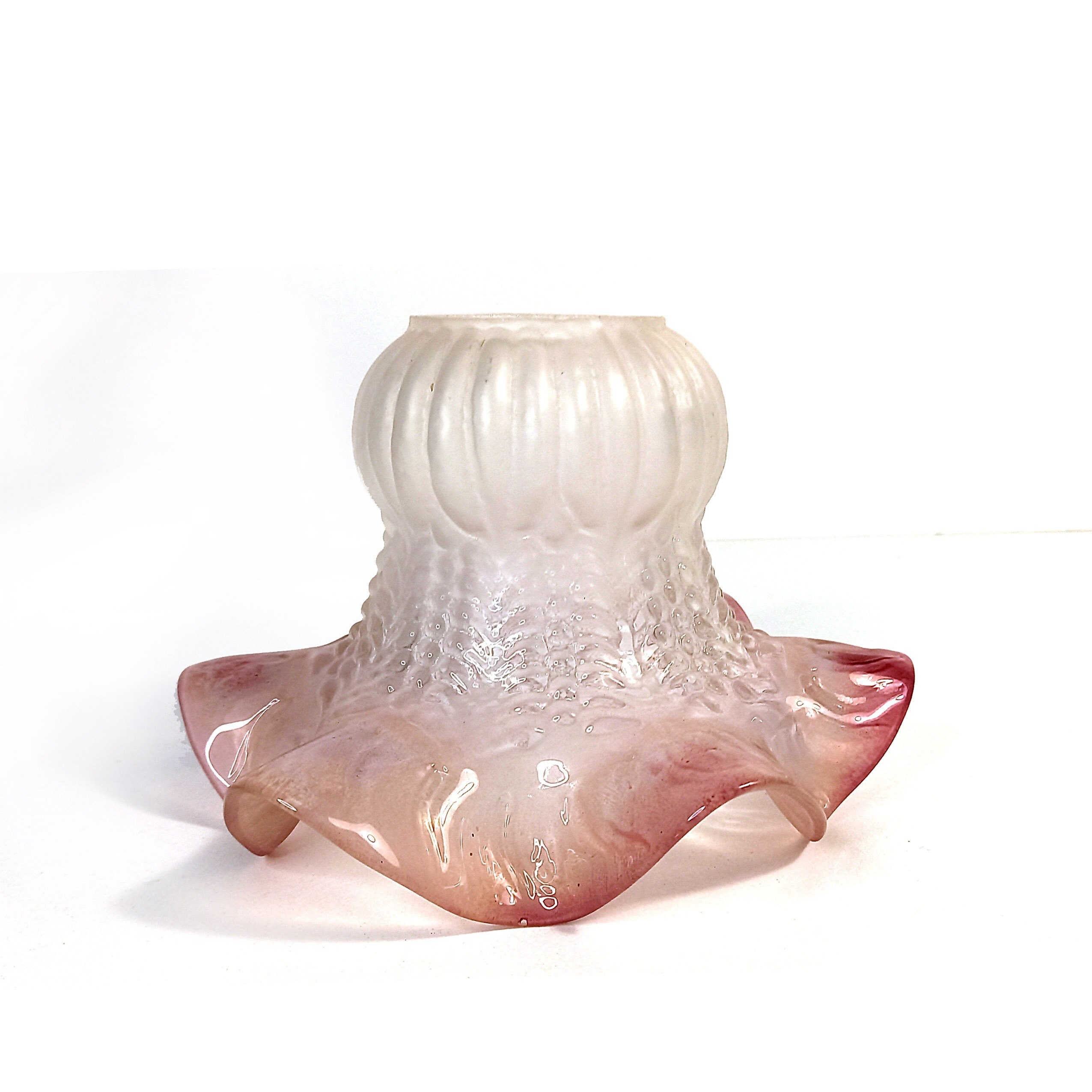 Abat Jour Tulipe Art Déco en Verre Sablé Violet