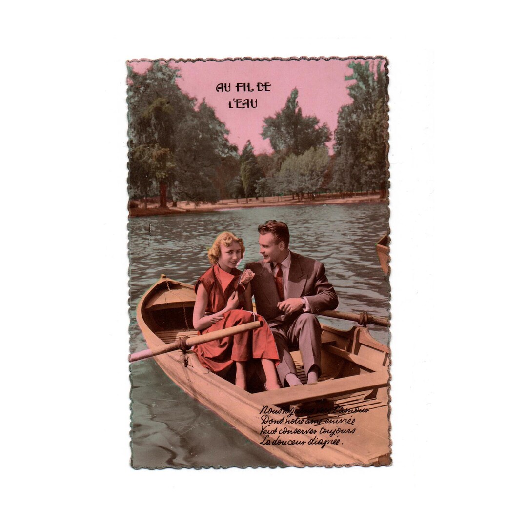 Vintage French Pink Colorized Romantic Postcard From the 1950s - Etsy