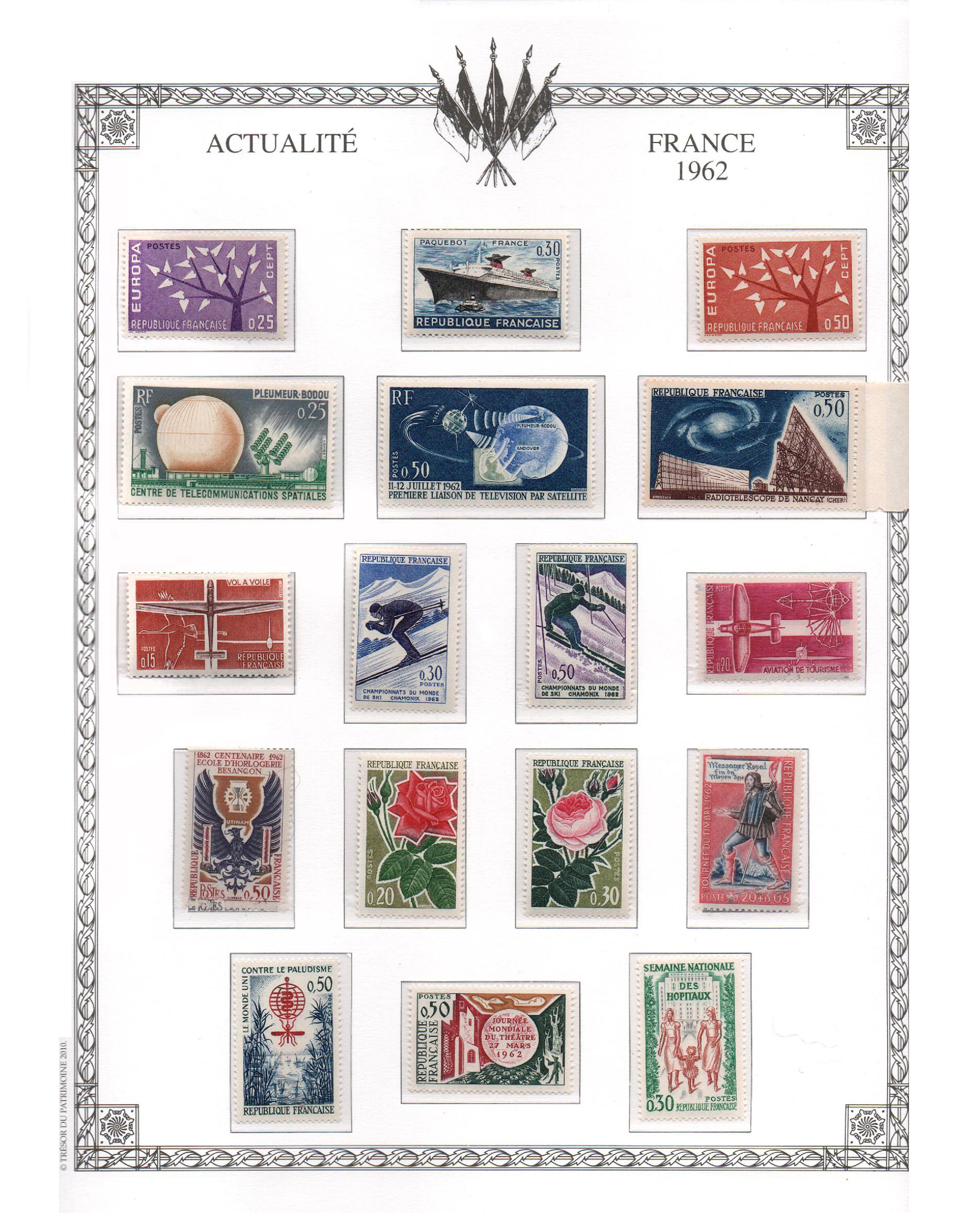 Lot of 17 Vintage French Republic Postage Stamps From 1962