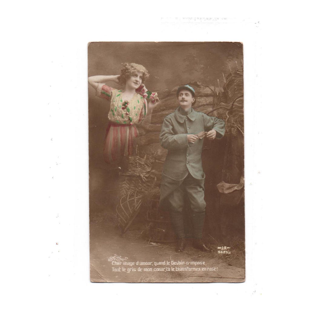 Vintage French WW1 Colorized Postcard, Collectible 14-18 Military ...
