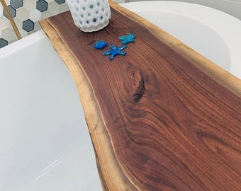 Mothers Day Bath Caddy Gift Tub Shelf Bathtub Tray Dark Wood