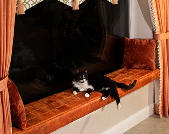 Classic Leather Cushion for Bench, Custom Size Leather Cushion for Indoor or Outdoor Bench, 1,5-6" thickness