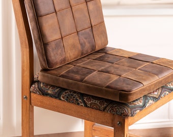 Classic Leather Cushion for Chair, Custom Size Leather Chair Cushion, Square colorful leather chair cushion