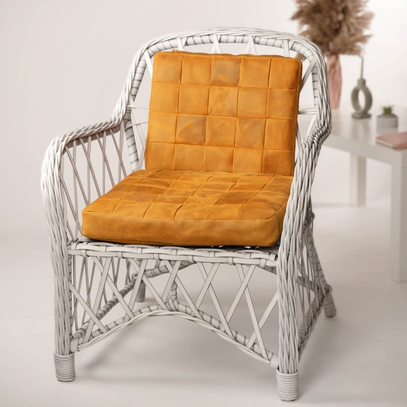 Square leather chair pad, square cushion pad, seat cushion dining stool bench, square chair cushion, custom cushion for bench image 2
