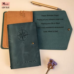 Personalisiertes Geschenk für Valentinstag, Lederbuch mit Gravur auf der Innenseite, Lederarmband nach Maß, Geschenk für Ihn