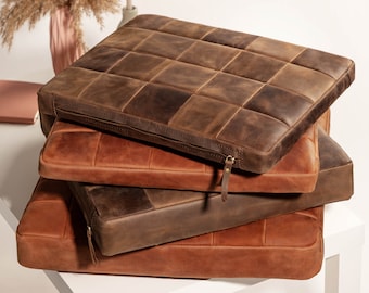 Square leather chair pad, square cushion pad, seat cushion dining stool bench, square chair cushion, custom cushion for bench