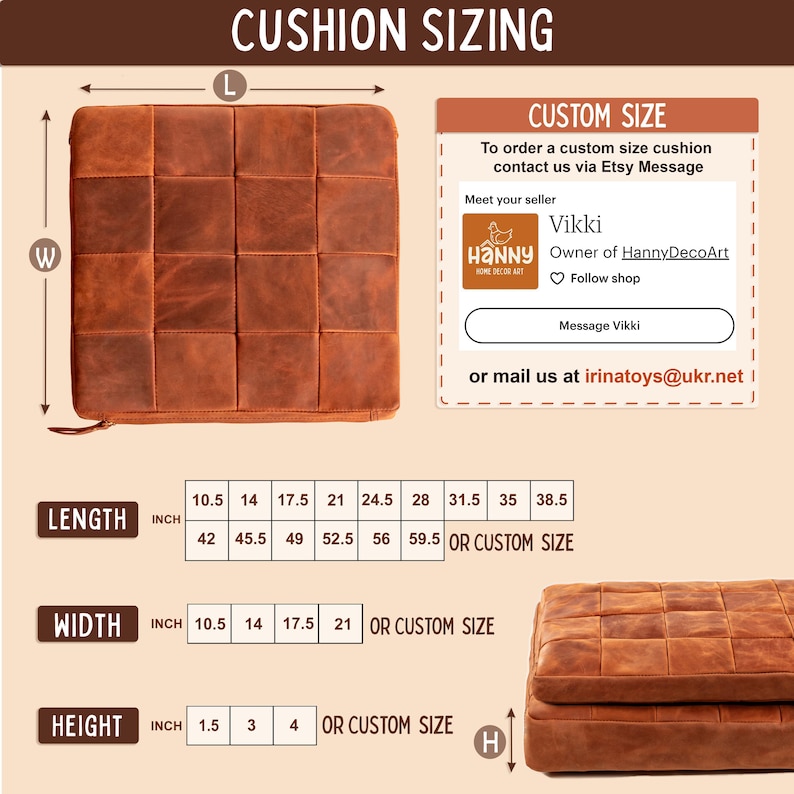 Square leather chair pad, square cushion pad, seat cushion dining stool bench, square chair cushion, custom cushion for bench image 7