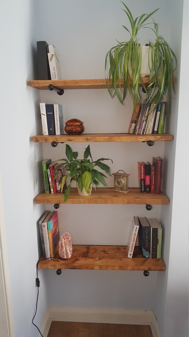 Alcove Shelves Reclaimed Wood Floating Brackets Bookends Etsy
