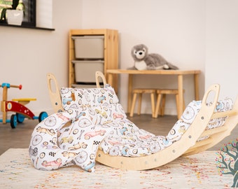 Arch with pillow: Climbing Arch Rocker, Climbing Triangle, Wooden indoor Playground, Wooden baby gym, birthday gift