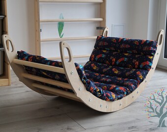 Bogen mit Kissen: Kletterbogen, Rocker, Kletterdreieck, Rutschenkletterwand, Montessori-Möbel, Montessori-Kletterzubehör.