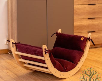 Arche Montessori haut de gamme avec oreiller, centre d'aventure en bois, arche d'escalade et salle de sport pour bébé, ensemble de jeu d'intérieur, idée cadeau pour tout-petit