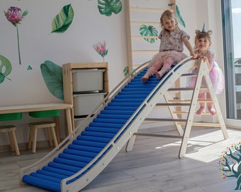 Rolling slide with Climbing Triangle, Indoor outdoor playground montessori baby gift for toddler