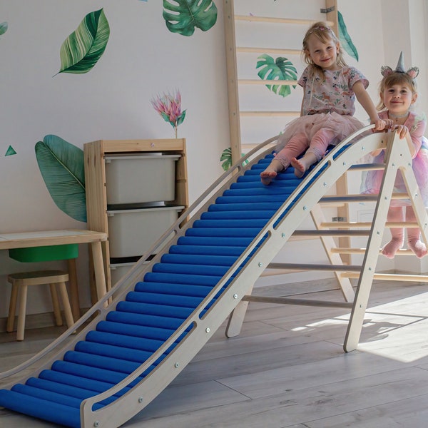 Rollrutsche mit Kletterdreieck, Indoor Outdoor Spielplatz Montessori Baby Geschenk für Kleinkind