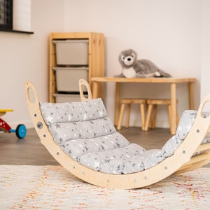 Arch with pillow: Climbing Arch Rocker, Climbing Triangle, Wooden indoor Playground, Wooden baby gym, birthday gift image 2