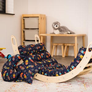 Climbing Arch with Pillow, Climbing Arch Rocker, Climbing Triangle, Montessori wooden set, wooden baby gym.