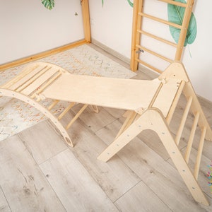 Montessori set: Climbing Arch Rocker, Climbing Triangle, baby climbing set, Montessori toddler furniture, Montessori Climb Accessories