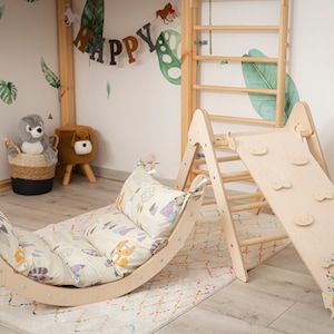 Toddler Climbing Triangle with Ramp Wood Climbing Set Triangle Climber Baby Climbing Frame Kletterdreieck klappbar Montessori Kletterbogen