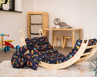 Montessori-wipstoeltje met kussen: klimspeelgoed voor peuters