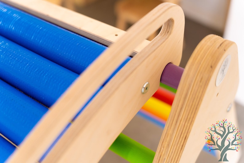 Sensory Toys, Kids Toys, Montessori Toys, Rolling Slide with Climbing Triangle, Pickler Triangle with attachement Slide, Indoor playground