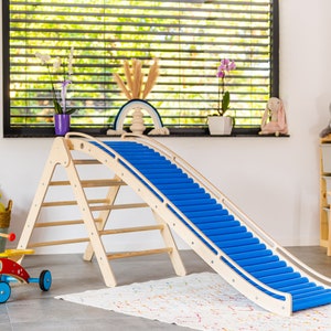 Sensory Toys, Kids Toys, Montessori Toys, Rolling Slide with Climbing Triangle, Pickler Triangle with attachement Slide, Indoor playground