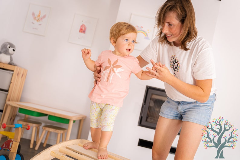 Arch with pillow: Climbing Arch Rocker, Climbing Triangle, Wooden indoor Playground, Wooden baby gym, birthday gift image 7