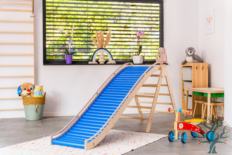 Sensory Toys, Kids Toys, Montessori Toys, Rolling Slide with Climbing Triangle, Pickler Triangle with attachement Slide, Indoor playground