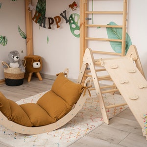 Montessori set: Climbing Arch Rocker, Climbing Triangle, baby climbing set, Montessori toddler furniture, Montessori Climb Accessories