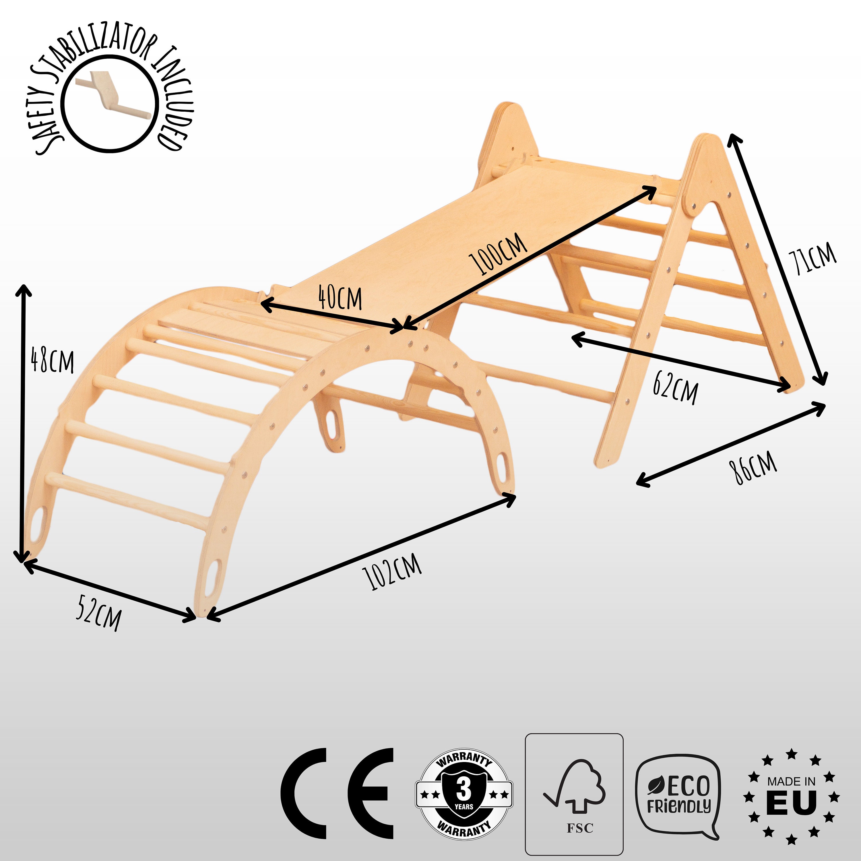 Set da arrampicata Montessori: arco con cuscino, rampa, triangolo, scivolo - Italia