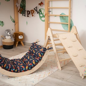 Set 5 Items: Climbing Triangle,Ramp, Climbing Arch+Pillow, rolling Slide Montessori Climbing furniture for Toddler, Climbing Gym for Kids
