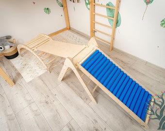 Montessori Indoor playground for kids, Piklers Triangle, Arch Pillow, Rocker Ramp, Climbing toys, Toddler Indoor slide, Activity baby gym