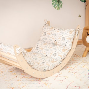Arch with pillow: Climbing Arch Rocker, Climbing Triangle, Slide climbing wall, Montessori toddler furniture, Montessori Climb Accessories