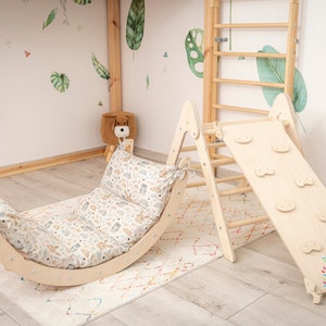 Arch with pillow: Arch/Rocker, Climbing Triangle, Slide and rock ramp, Montessori, toddler toys, Montessori Climbing
