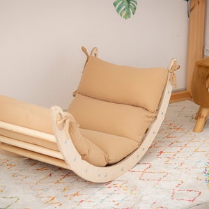 Wooden baby gym Montesori set: Climbing Arch Rocker, Climbing Triangle, Montessori toddler furniture, Montessori Climb Accessories