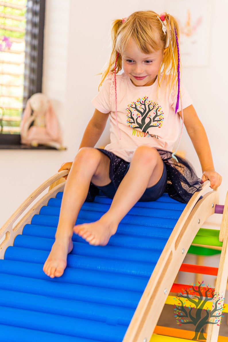 Sensory Toys, Kids Toys, Montessori Toys, Rolling Slide with Climbing Triangle, Pickler Triangle with attachement Slide, Indoor playground