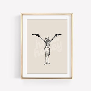 Western Skeleton Digital Download - Wall Print - Off white and black Wall Art Print