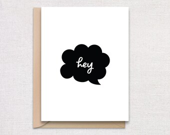 HEY Greeting Card - Minimalist Greeting Card