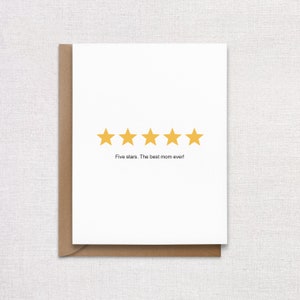 Cartão de Dia das Mães Cinco Estrelas. Cartão de felicitações do dia das mães.