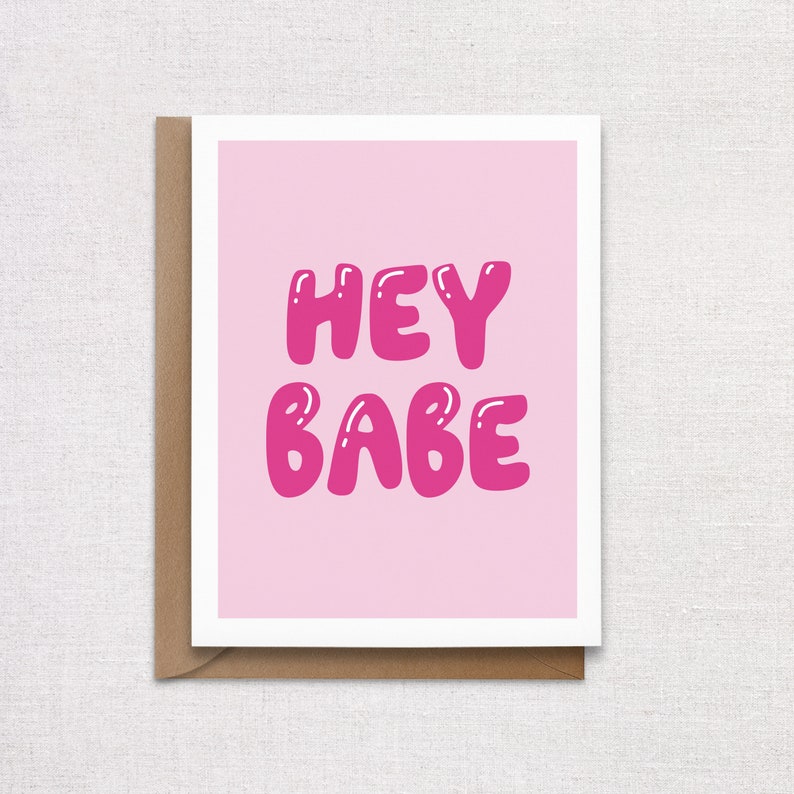 Hey Babe Greeting Card Love Anniversary Card. Valentine's Day Card. image 1