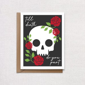 Till Death Do You Part Hochzeitskarte. Totenkopf Hochzeitskarte